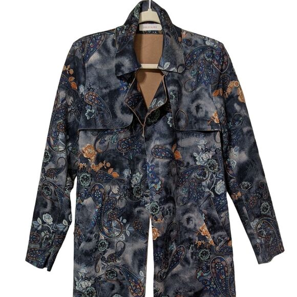 Solitaire Jackets & Blazers - Solitaire women's faux suede belted paisley floral boho 20-658 career jacket M